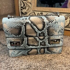 GUESS Snake Print Crossbody Bag - Blue and Black